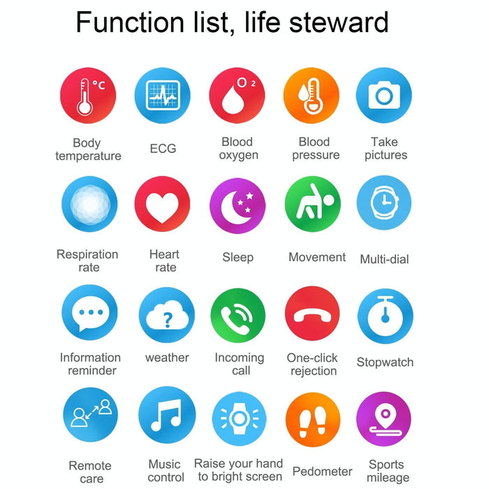 1.7 Inch Tft Colour Screen Ip68 Waterproof Smart Watch Support Blood Oxygen Monitoring / Body Temperature Monitoring / Ai Medical Diagnosis - Leather Strap