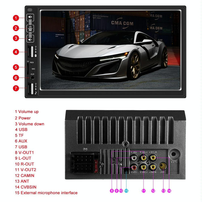 7 Inch Car Mp5 Player With Bluetooth / Fm Remote 8 Led Camera