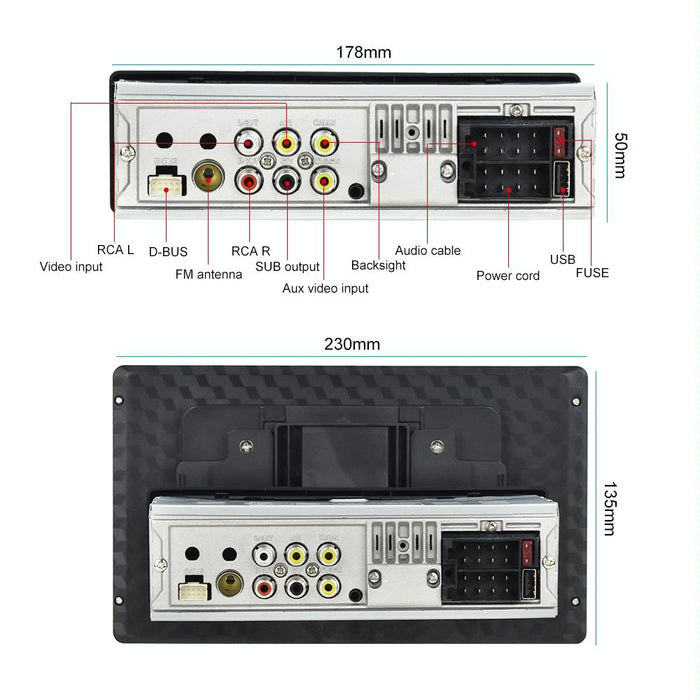 9 Inch Touch Hd Car Mp5 With Carplay / Fm & Remote - Detachable
