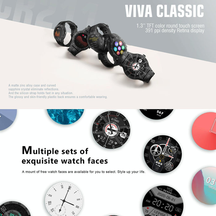 1.3 Inch Tft Smart Watch Sleep Heart Oxygen Monitoring 5Atm Waterproof Black