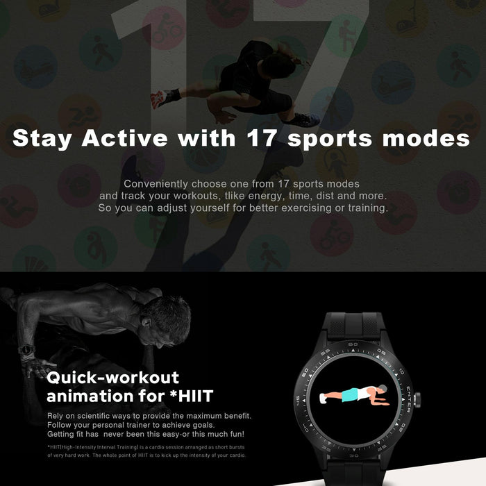 1.3 Inch Tft Smart Watch Sleep Heart Oxygen Monitoring 5Atm Waterproof Black