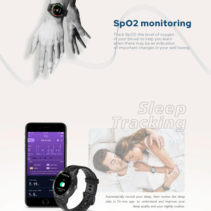 1.3 Inch Tft Smart Watch Sleep Heart Oxygen Monitoring 5Atm Waterproof Black