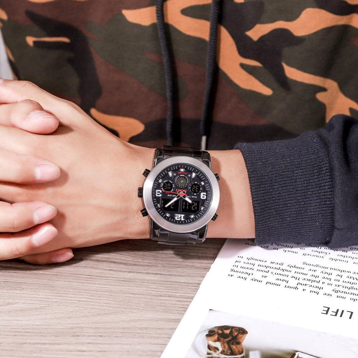 1642 Three-Time Display Luminous Electronic Watch