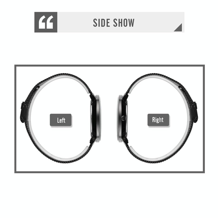 9218 Men Horizontal Striped Arabic Numeral Dial Mesh Belt Quartz Watch