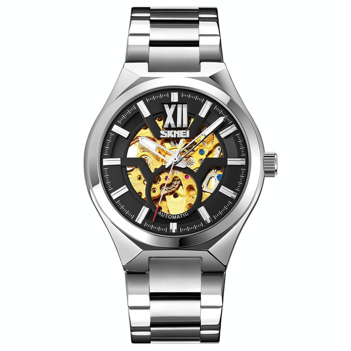 9258 Men Two-Colour Stainless Steel Strap Automatic Mechanical Watch