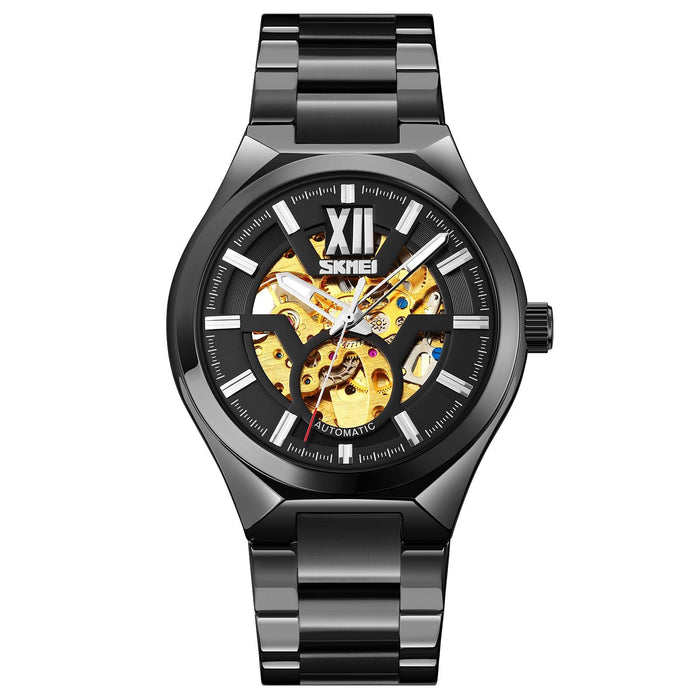 9258 Men Two-Colour Stainless Steel Strap Automatic Mechanical Watch