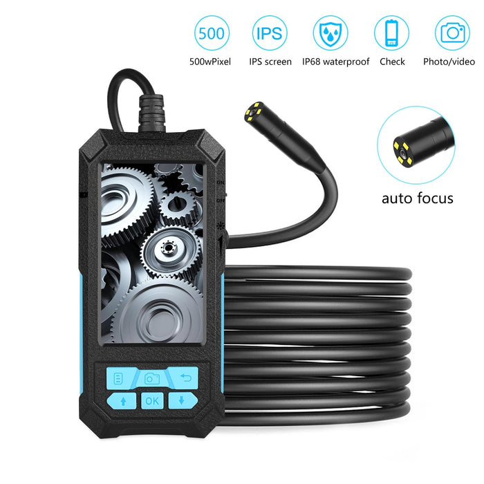 11Mm 4.5 Inch Hd 500W Autofocus Camera Endoscope Portable Waterproof Industrial Pipe Endoscope Hard Cable Length 2M
