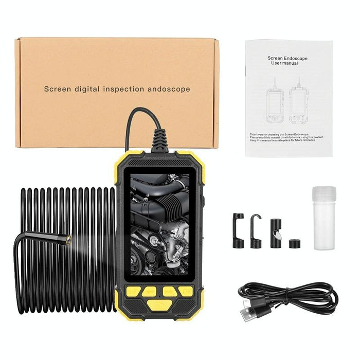 3.9Mm Single Lens Hand-Held Hard-Wire Endoscope With 4.3-Inch Ips Colour Lcd Screen Cable Length 2M Yellow