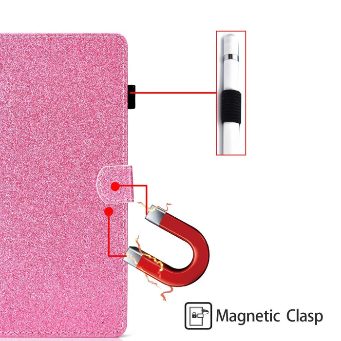 Glitter Leather Case With Holder & Card Slot
