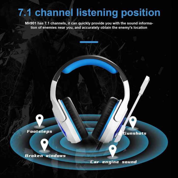 7.1 Channel Usb Gaming Headset With Mic Blue / White