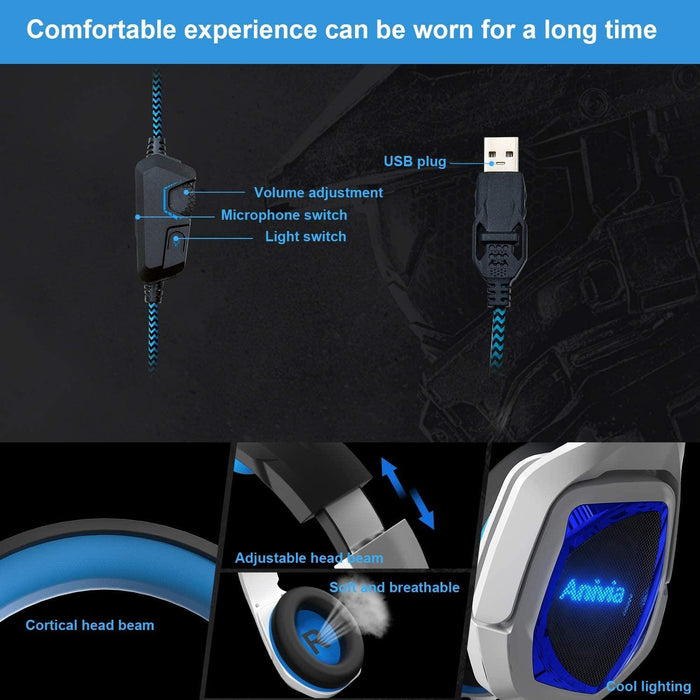 7.1 Channel Usb Gaming Headset With Mic Blue / White