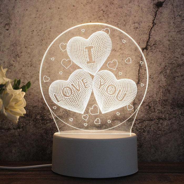 3D Tricolour Led Night Light I Love You Shape White-Warm-Warm White