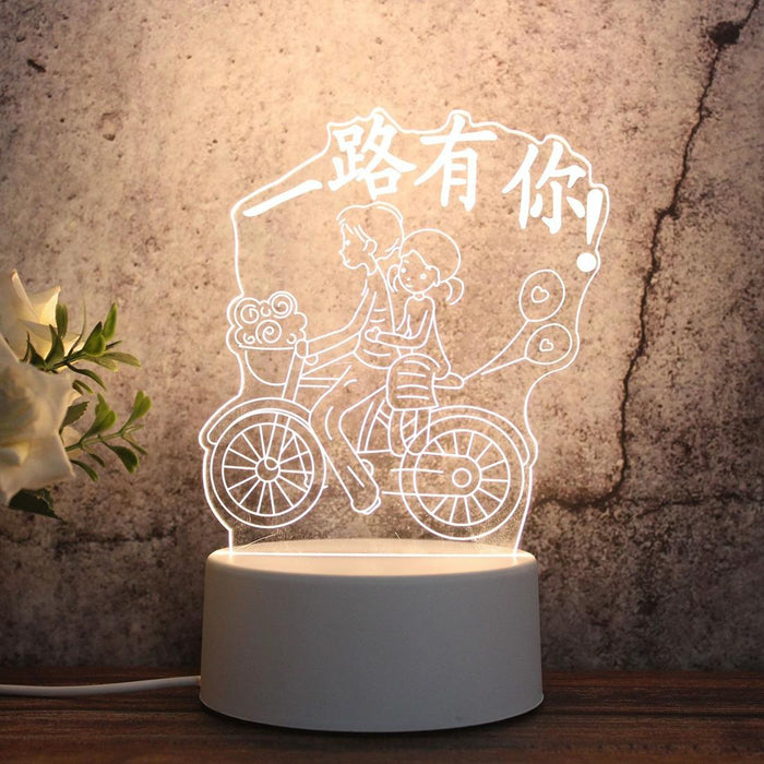 3D Tricolour Led Night Light White Base Plug Version Have You All The Way