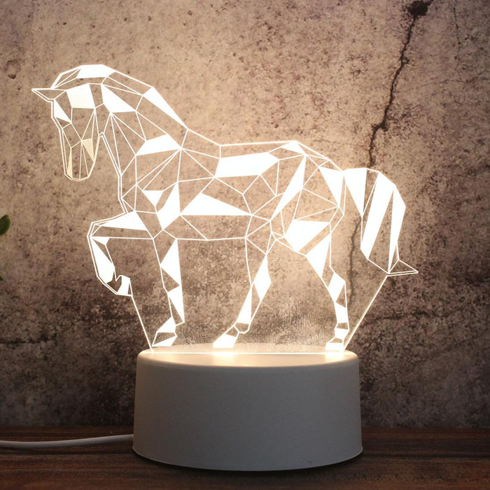 Geometric Horse 3D Led Night Light White / Warm / Ww