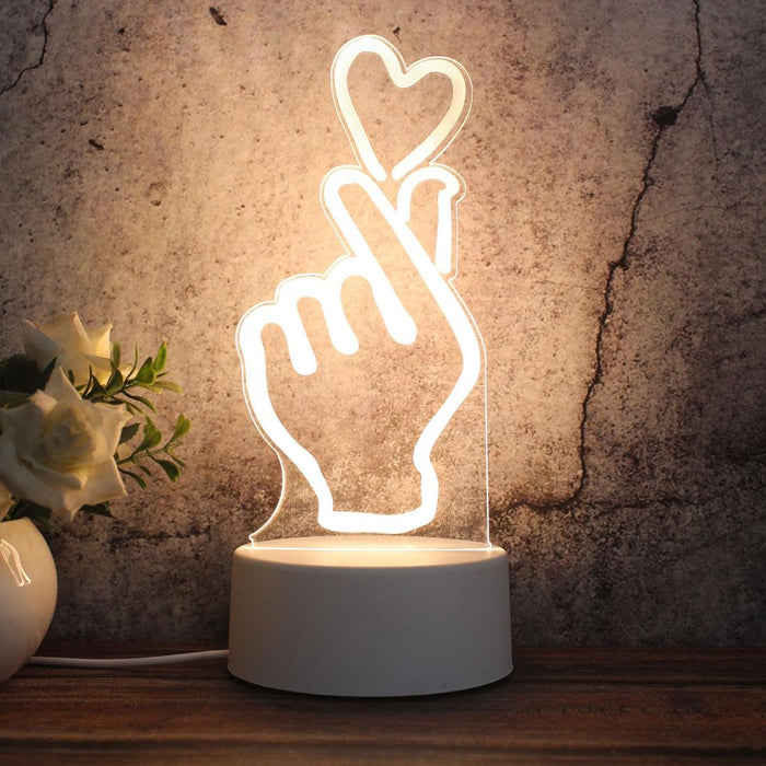3D Tricolour Led Heart Night Light Plug Version