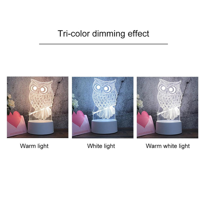 3D Tricolour Led Night Light Snow Deer Shape White-Warm-Warm White