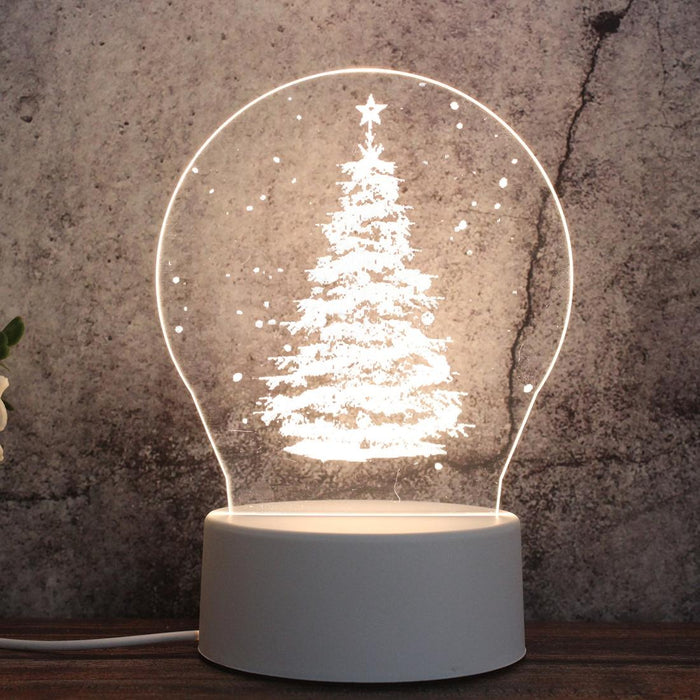 3D Tricolour Led Night Light Christmas Tree Shape White-Warm-Warm White