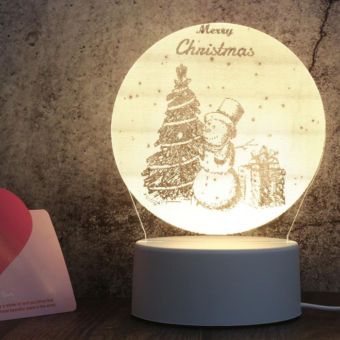 3D Tricolour Led Night Light Christmas Snowman Shape White-Warm-Warm White