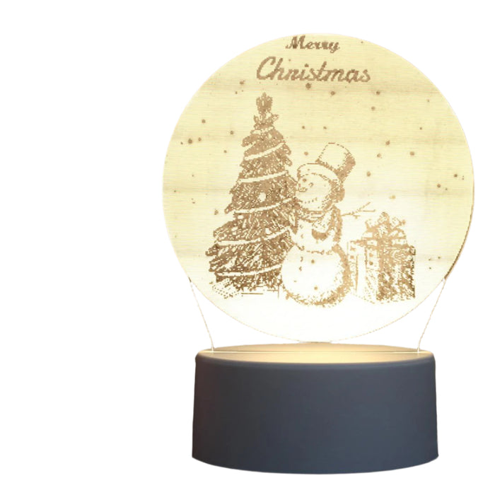 3D Tricolour Led Night Light Christmas Snowman Shape White-Warm-Warm White