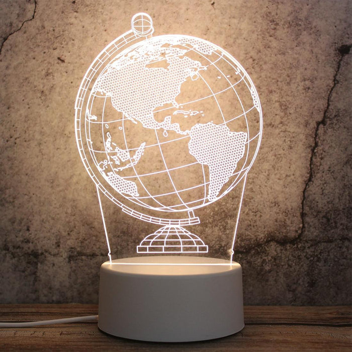 3D Tricolour Led Night Light Globe Shape White-Warm-Warm White