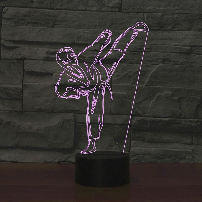 Karate 3D Led Night Light 16 Colour Remote Black Base