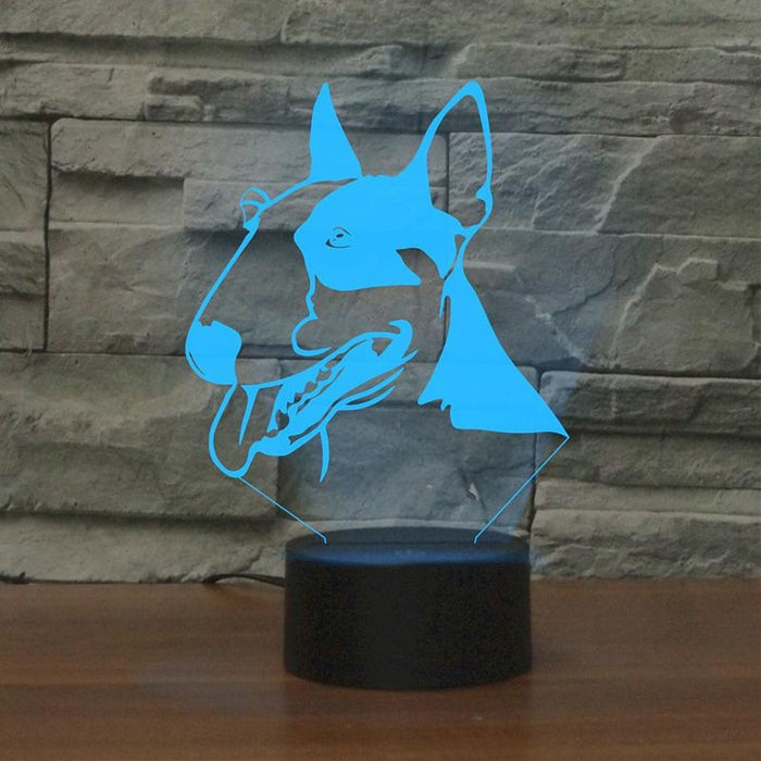 3D Led Night Light Bull Terrier Design 16 Colours Remote Control