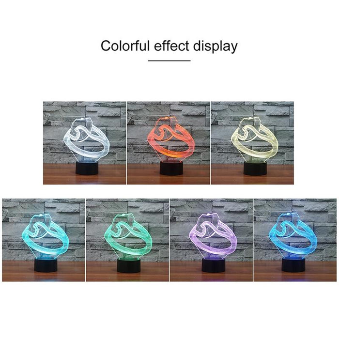 3D Led Night Light 16 Colour Remote Diamond Ring Design