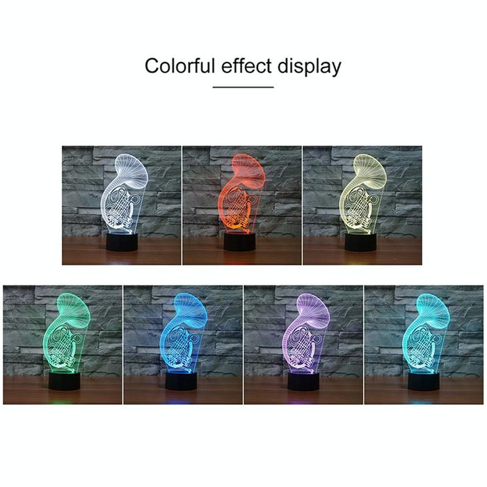 3D Saxophone Night Light 16 Colour Remote Black Base
