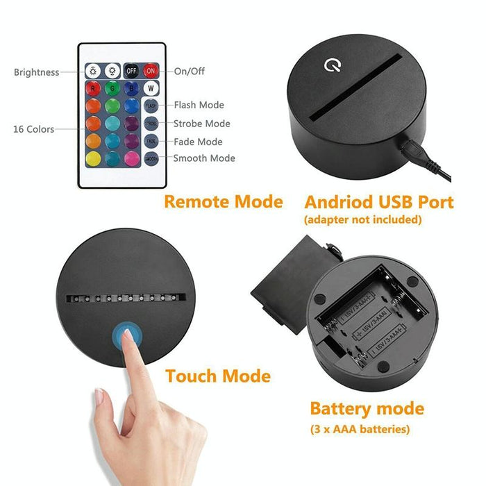 3D Saxophone Night Light 16 Colour Remote Black Base