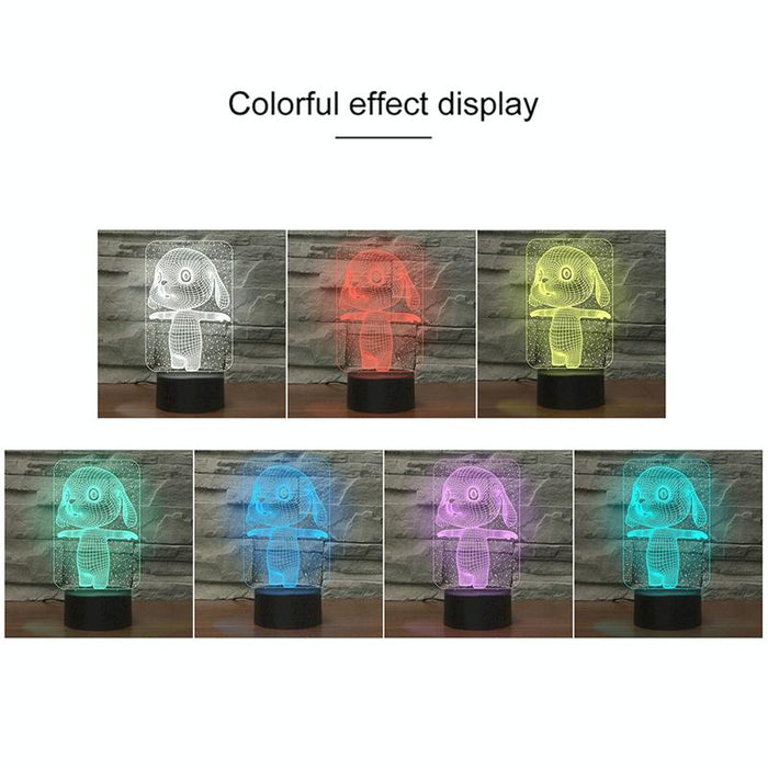3D Led Night Light Cute Dog 6 Design Usb Touch Button Black Base