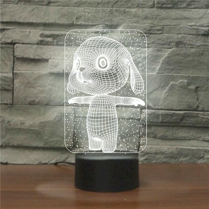 3D Led Night Light Cute Dog 6 Design Usb Touch Button Black Base