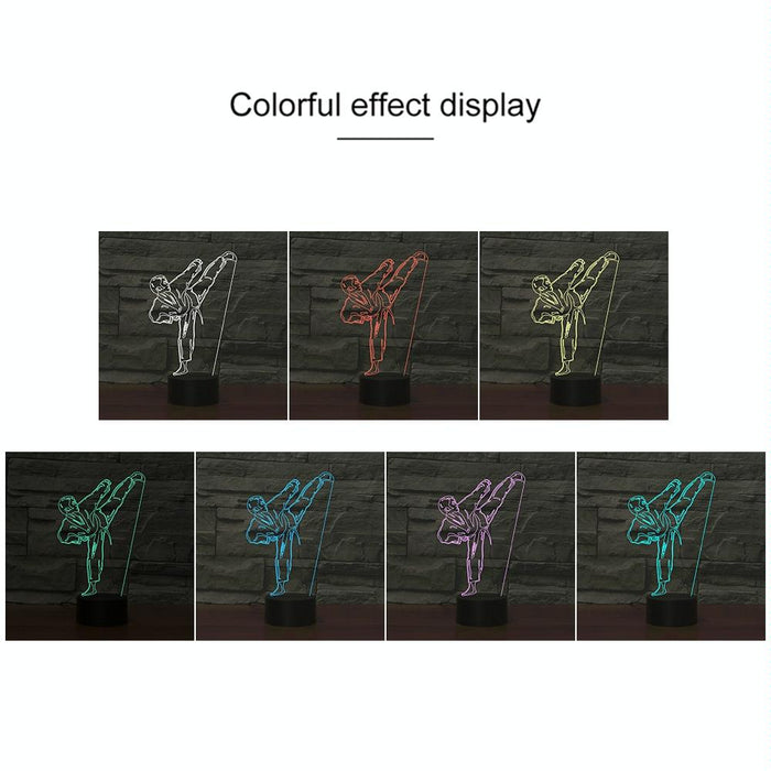 3D Led Karate Night Light Usb Touch Button Black Base