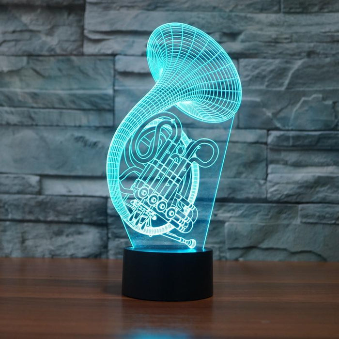 3D Saxophone Night Light Usb Touch Button Black Base
