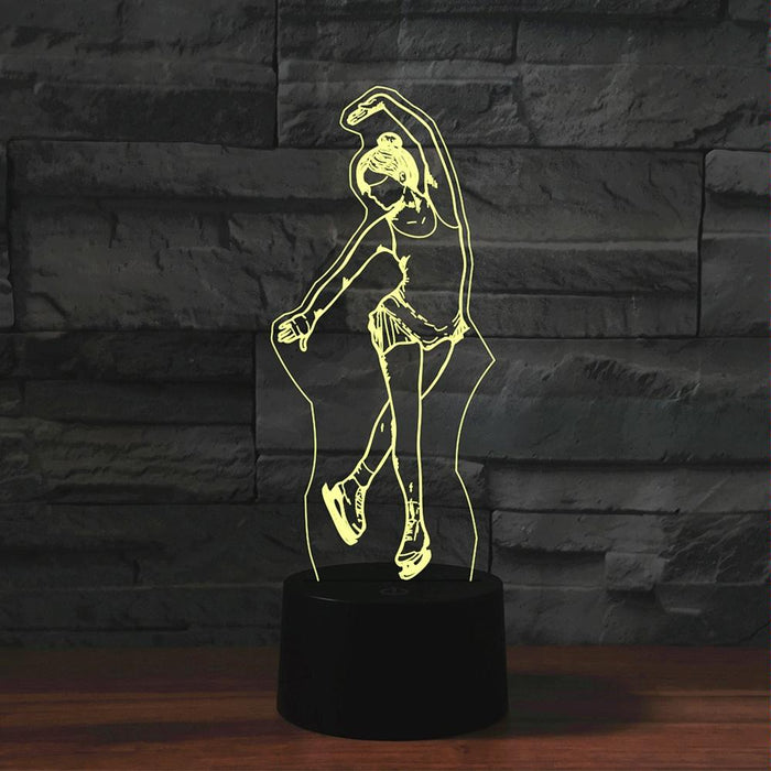3D Led Night Light Ice Skating Design Usb / Battery Powered