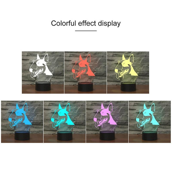 3D Led Night Light Bull Terrier Design Usb / Battery Powered