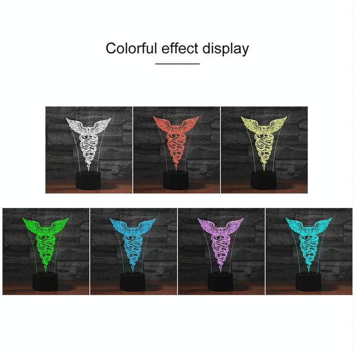 3D Led Night Light Black Base Usb & Battery Powered Scepter Pattern