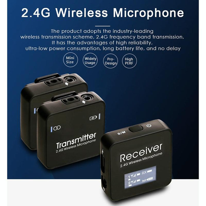 2.4G Wireless Lavalier Microphone With Digital Display Black