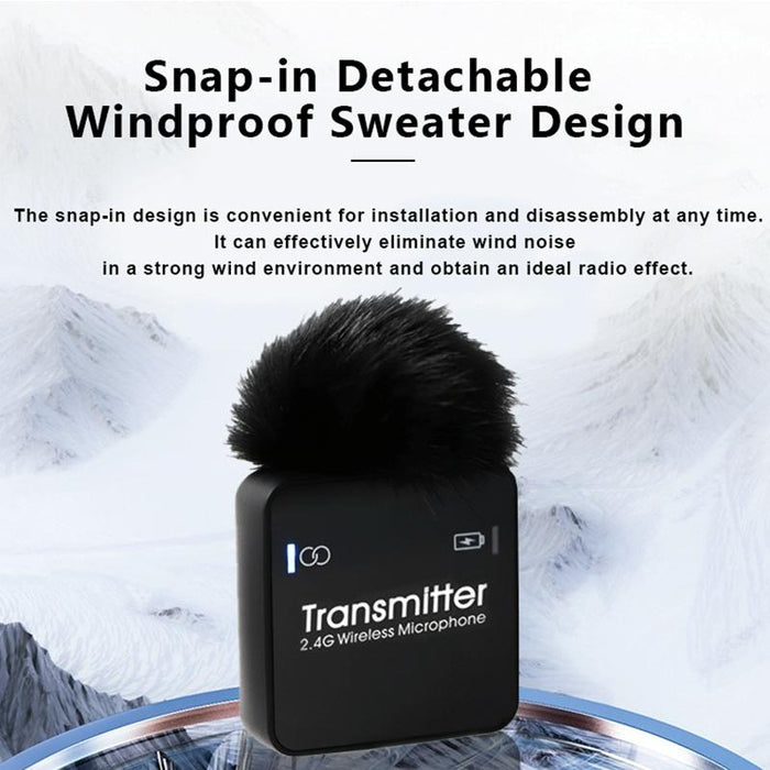 2.4G Wireless Lavalier Microphone With Digital Display Black