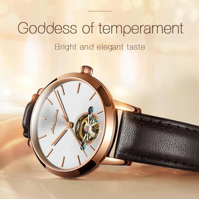 8812 Women Simple Hollowed Waterproof Automatic Mechanical Watch