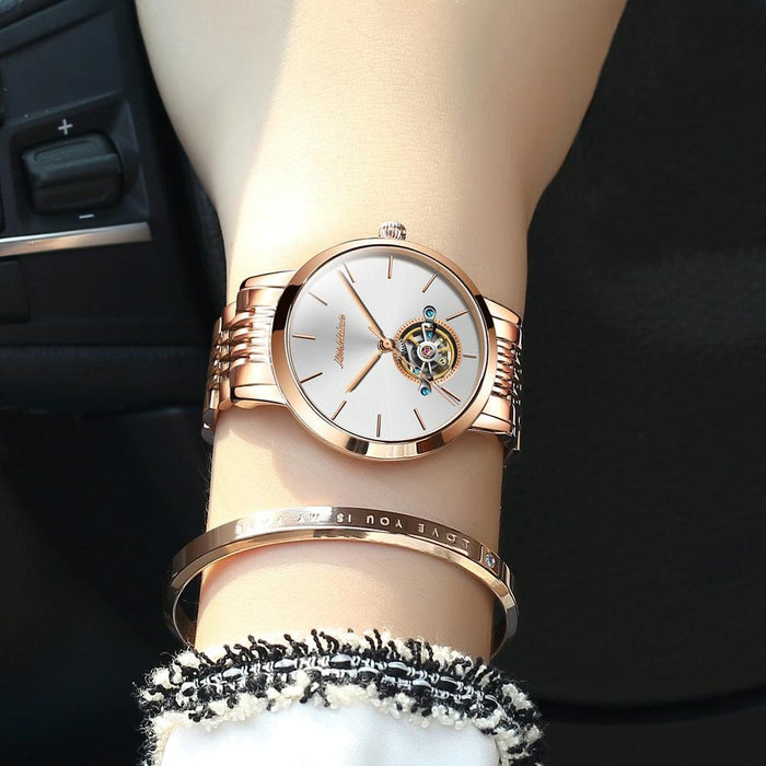 8812 Women Simple Hollowed Waterproof Automatic Mechanical Watch