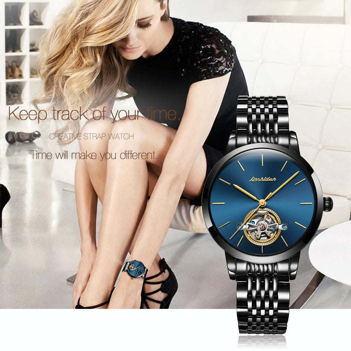 8812 Women Simple Hollowed Waterproof Automatic Mechanical Watch