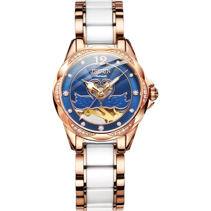 8831 Women Fashion Diamond Hollowed Waterproof Ceramic Mechanical Watch