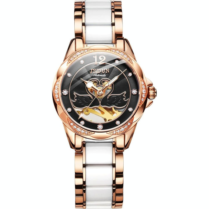 8831 Women Fashion Diamond Hollowed Waterproof Ceramic Mechanical Watch