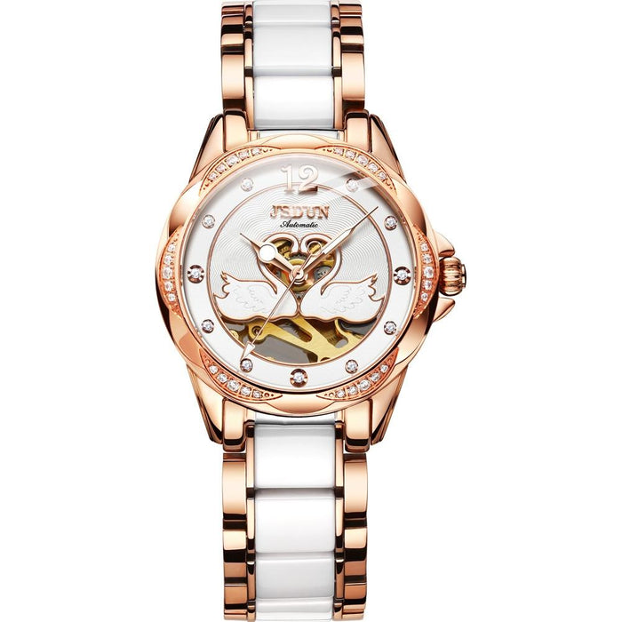 8831 Women Fashion Diamond Hollowed Waterproof Ceramic Mechanical Watch