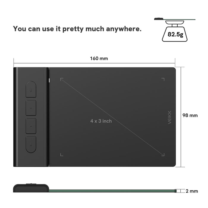 4X3 Inch Digital Drawing Board With 8192 Levels Pressure Sensitivity
