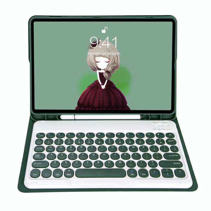 For Samsung Galaxy Tab A8 10.5 2021 Sm-X200 / Sm-X205 Candy Colour Skin Feel Texture Round Keycap Bluetooth Keyboard Leather Case