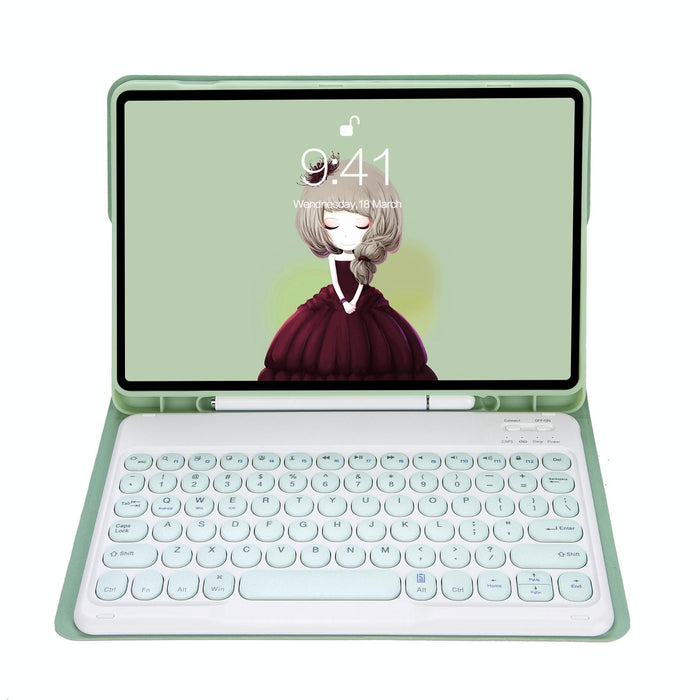 For Samsung Galaxy Tab A8 10.5 2021 Sm-X200 / Sm-X205 Candy Colour Skin Feel Texture Round Keycap Bluetooth Keyboard Leather Case