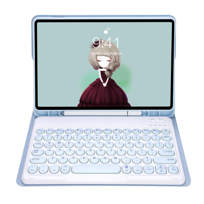 For Samsung Galaxy Tab A8 10.5 2021 Sm-X200 / Sm-X205 Candy Colour Skin Feel Texture Round Keycap Bluetooth Keyboard Leather Case