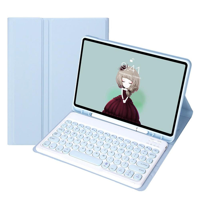 For Samsung Galaxy Tab A8 10.5 2021 Sm-X200 / Sm-X205 Candy Colour Skin Feel Texture Round Keycap Bluetooth Keyboard Leather Case