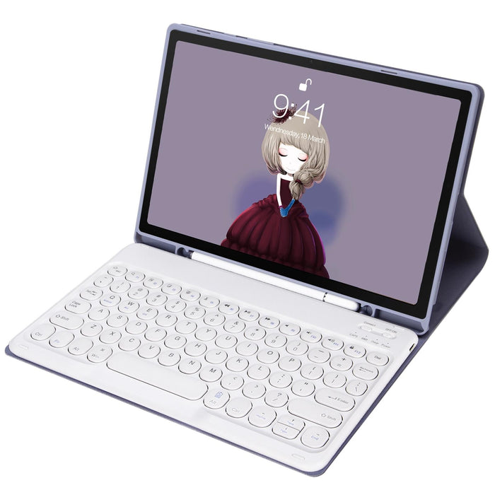 For Samsung Galaxy Tab A8 10.5 2021 Sm-X200 / Sm-X205 Candy Colour Skin Feel Texture Round Keycap Bluetooth Keyboard Leather Case